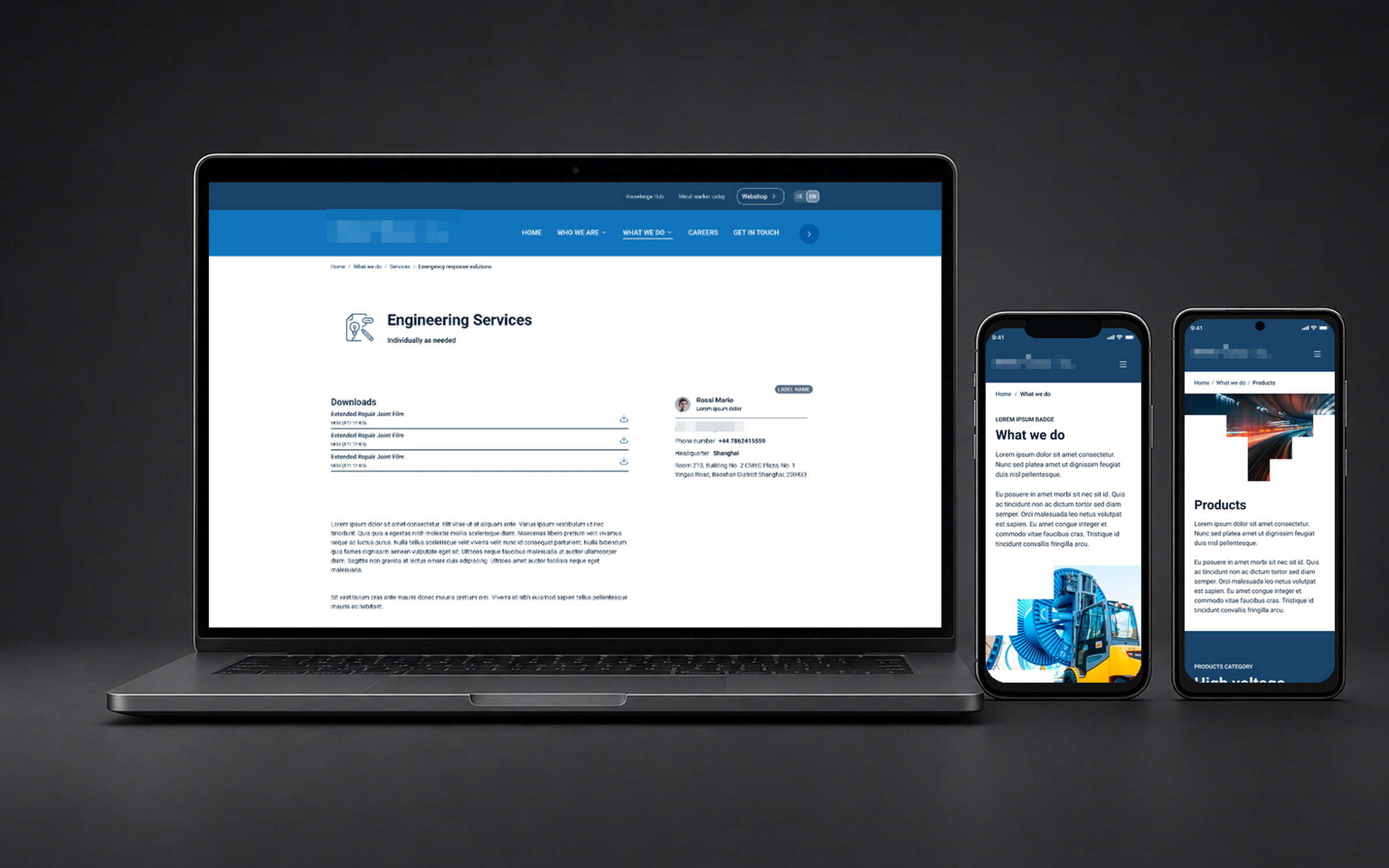 A selection of website interface screens.